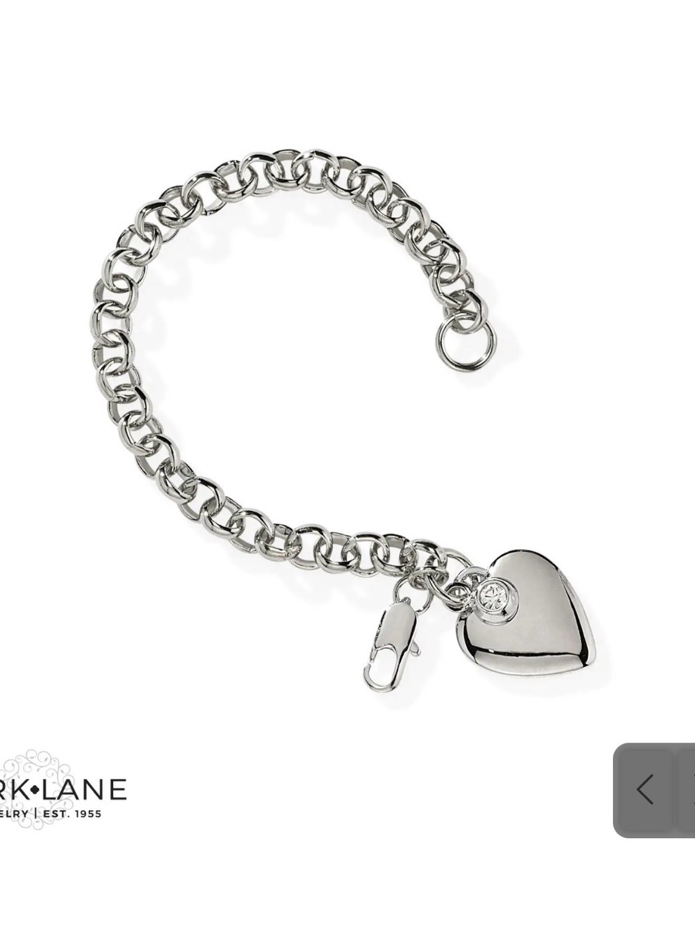 Park Lane Silver Heart Charm Chain Bracelet - cherish collection